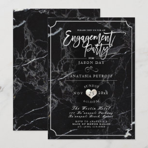 PixDezines Marble/Faux Silver/Engagement Party Invitation