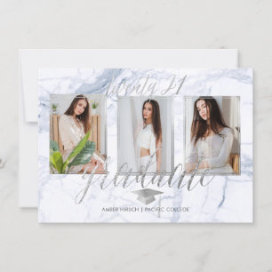 PixDezines Marble Faux Silver Graduation Invitation