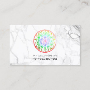 PixDezines Marble/Flower of Life/Faux Foil Business Card