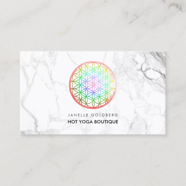 PixDezines Marble/Flower of Life/Faux Foil Business Card (Front)