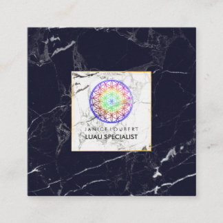 PixDezines Marble/Flower of Life/Rainbow Square Business Card