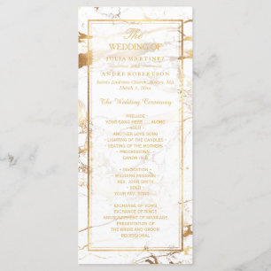 PixDezines Marble+Gold Veins Wedding Program Programme