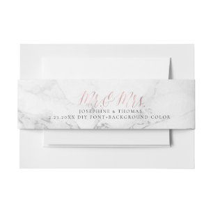 PixDezines Marble + Rose Gold Mr. and Mrs. Invitation Belly Band
