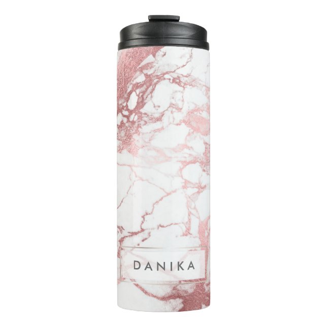 PixDezines Marble/Rose Gold Veins Thermal Tumbler (Front)