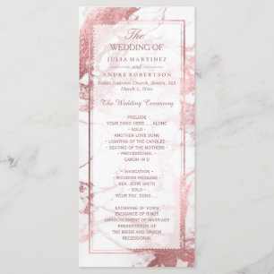PixDezines Marble+Rose Gold Veins Wedding Program Programme