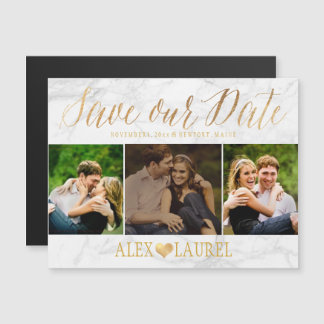 PixDezines Marble Save Our Date/Faux Gold Magnetic Invitation