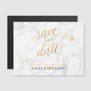 PixDezines Marble Save Our Date/Faux Gold Magnetic Invitation