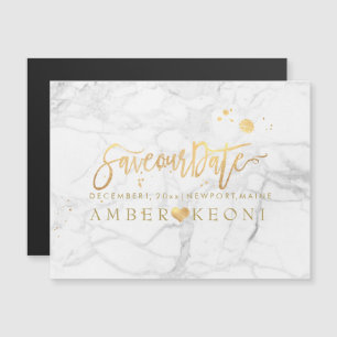 PixDezines Marble Save Our Date/Faux Gold Script Magnetic Invitation