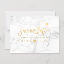 PixDezines Marble Save Our Date/Faux Gold Script