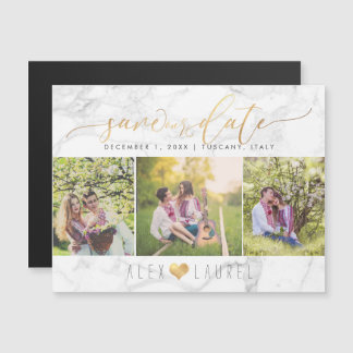 PixDezines Marble Save Our Date/Faux Gold Script Magnetic Invitation