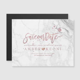 PixDezines Marble Save Our Date/Faux Rose Gold Magnetic Invitation