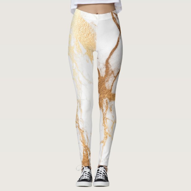 PixDezines Marble Slab/Faux Gold Veins Leggings (Front)