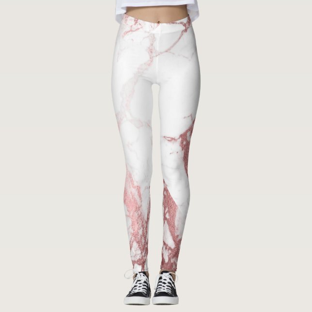 PixDezines Marble Slab/Rose Gold Veins Leggings (Front)