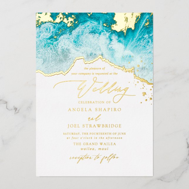 PixDezines Marine Waves Shoreline Beach Wedding (Front)