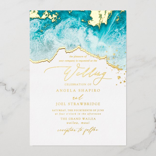 PixDezines Marine Waves Shoreline Beach Wedding (Front)