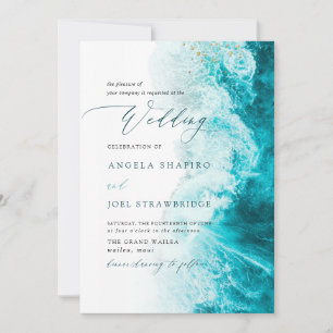 PixDezines Marine Waves Shoreline Beach Wedding Invitation