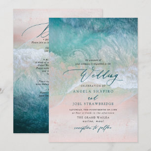 PixDezines Marine Waves Shoreline Beach Wedding Invitation