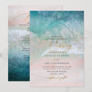 PixDezines Marine Waves Shoreline Beach Wedding Invitation