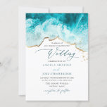 PixDezines Marine Waves Shoreline Beach Wedding Invitation<br><div class="desc">PixDezines marine blue waves invitations featuring dark teal / marine waves and shoreline for a beach wedding or special event. We accented with gold dust, which can be copied and pasted. With elegant calligraphy script in faux gold and a second layer below is a DIY colour calligraphy script. Copyright ©...</div>