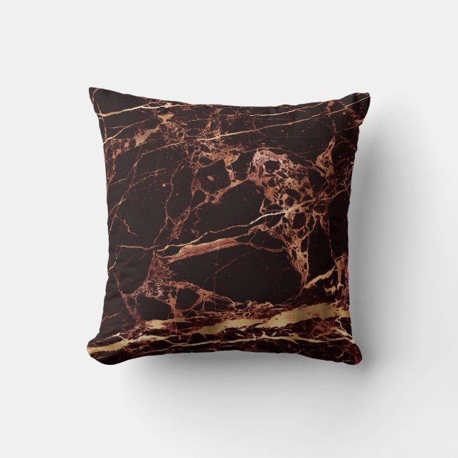 PixDezines Masala Red+Blue Marble+Faux Gold Cushion (Front)