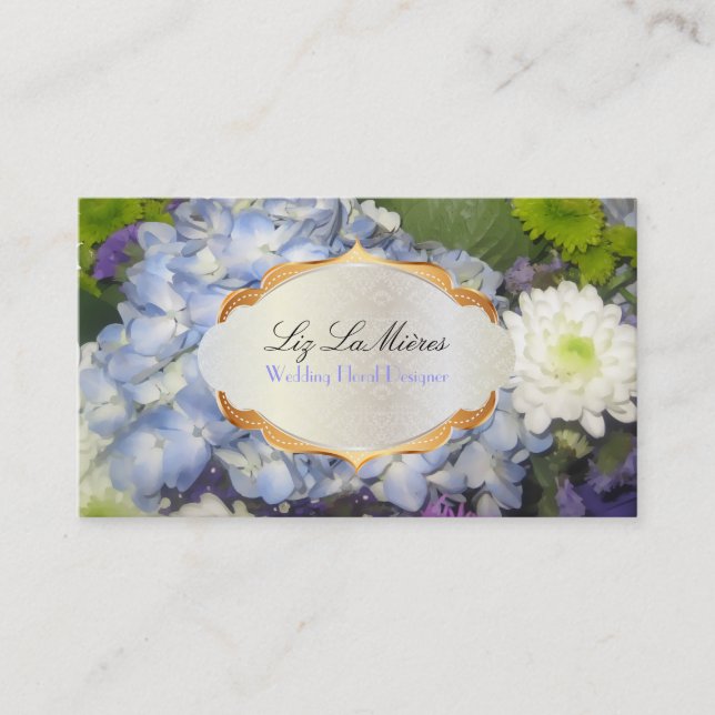PixDezines maui blue hydrangea Business Card (Front)