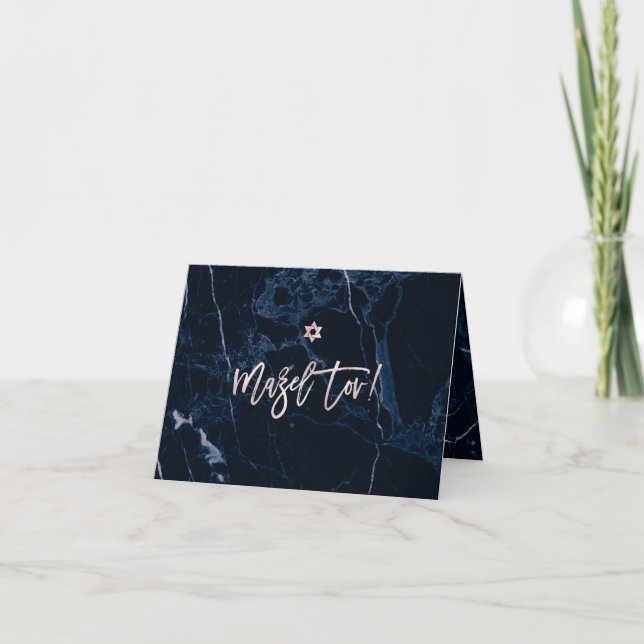PixDezines Mazel Tov, Marble+ Blush Pink Script Card (Front)
