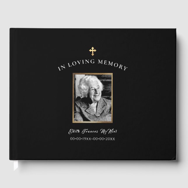 PixDezines Memorial / Funeral w Cross Guest Book (Front)