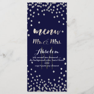 PixDezines menu DIY colour/silver confetti