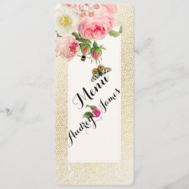 PixDezines Menu Faux Gold Specks/roses (Front)