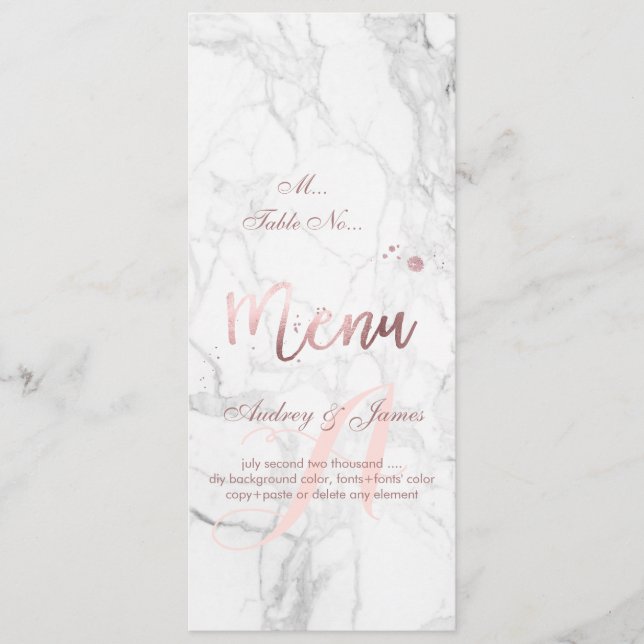 PixDezines Menu Faux Rose Gold+Black Stripes (Front)