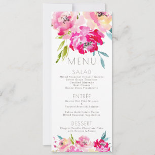 PixDezines Menu Watercolor Peonies Invitation