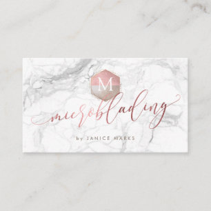 PIXDEZINES MICROBLADING MARBLE ROSE GOLD BUSINESS CARD
