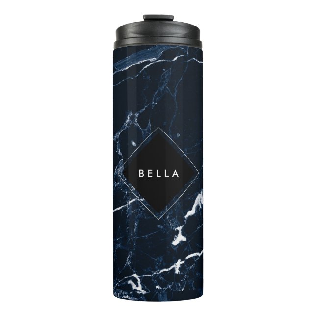 PixDezines MIDNIGHT BLUE MARBLE Thermal Tumbler (Front)