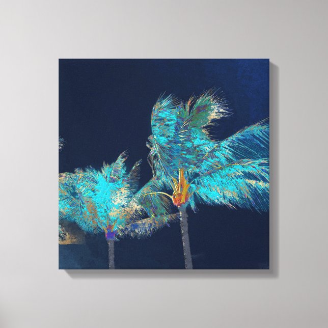PixDezines Midnight Breeze/Palm Trees Canvas Print (Front)