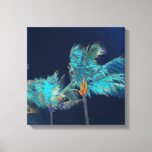 PixDezines Midnight Breeze/Palm Trees Canvas Print