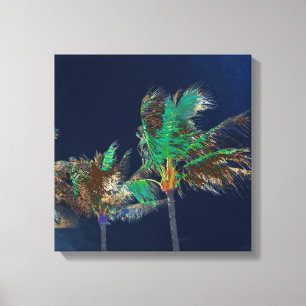 PixDezines Midnight Breeze/Palm Trees Canvas Print