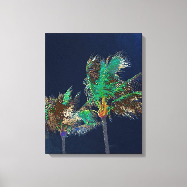 PixDezines Midnight Breeze/Palm Trees Canvas Print (Front)