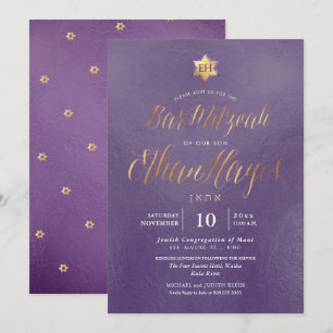 PixDezines Minimalist Dusty Purple Mitzvah, Script Invitation