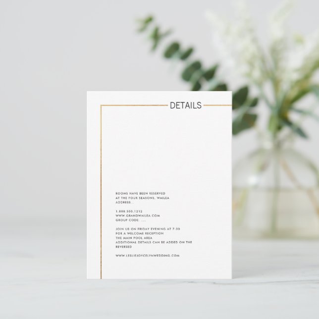 PixDezines Minimalist Faux Gold Frame Details Card (Standing Front)