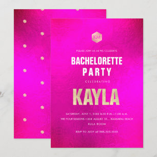 PixDezines Minimalist HOT FLASHY PINK BACHELORETTE Invitation