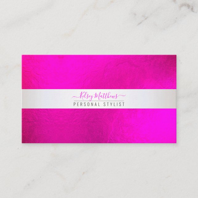 PixDezines Minimalist Hot+Flashy Pink Business Card (Front)