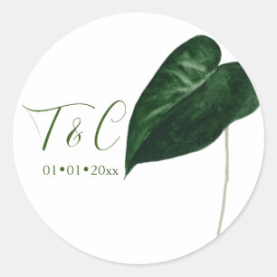 PixDezines Minimalist Lush Green Anthurium Foliage Classic Round Sticker