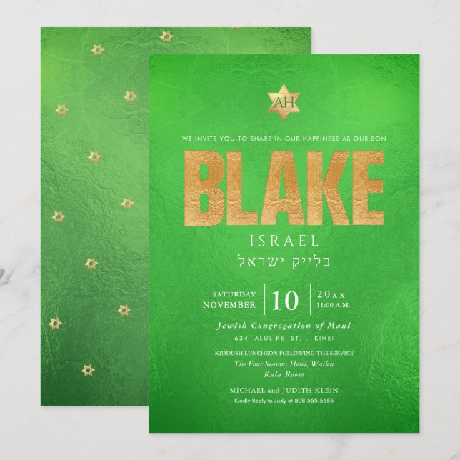 PixDezines Minimalist Neon Green Mitzvah, Script Invitation (Front/Back)