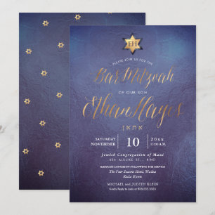 PixDezines Minimalist Ombre Blue Mitzvah, Script Invitation