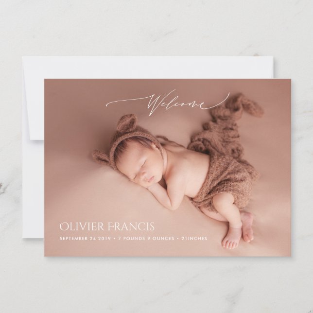 PixDezines Minimalist Photos Birth Announcement (Front)