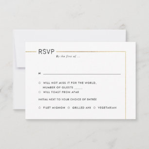 PixDezines Minimalist RSVP Faux Gold Frame Invitation