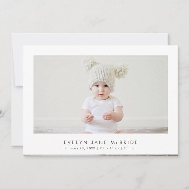 PixDezines Minimalist Simple 5x7 Birth Announcement (Front)