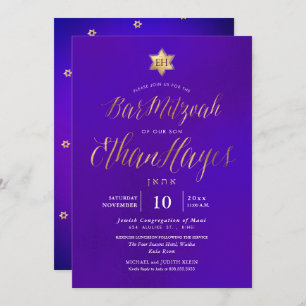 PixDezines Minimalist Ultra Violet Mitzvah, Script Invitation