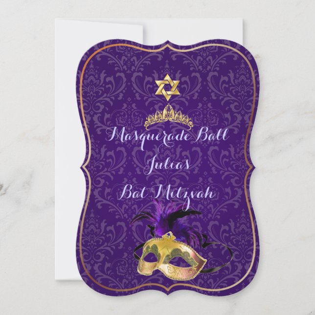 PixDezines Mitzvah Masquerade/DIY colour!! Invitation (Front)