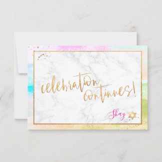 PixDezines Mitzvah✡ Party Abstract H2 Pastel Wave RSVP Card
